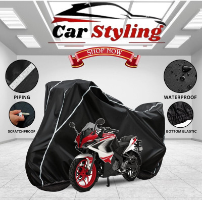 Car Styling Waterproof Two Wheeler Cover for Bajaj(Pulsar RS200 BS6, Black, White)