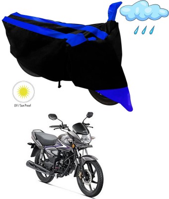 AutoTiger Two Wheeler Cover for Honda(CB Shine, Black, Blue)