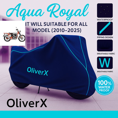 OliverX Waterproof Two Wheeler Cover for Royal Enfield(Bullet Trials 500, Blue, Red)