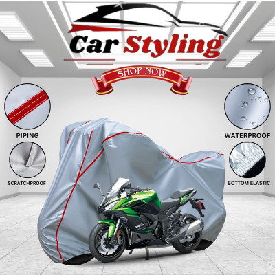 Car Styling Waterproof Two Wheeler Cover for Kawasaki(Ninja, Silver, Red)