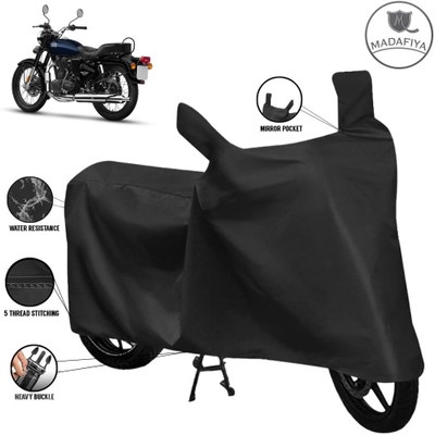 MADAFIYA Waterproof Two Wheeler Cover for Royal Enfield(Bullet 350 New BS6, Black)