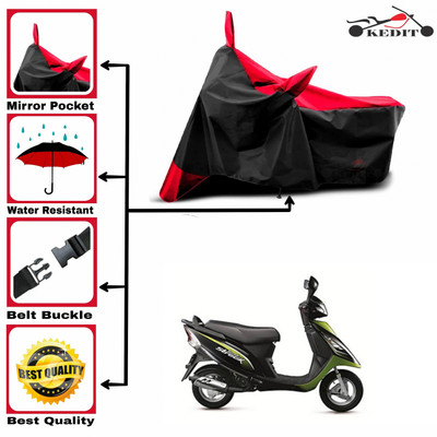 KEDIT Two Wheeler Cover for TVS(Scooty Streak, Red, Black)