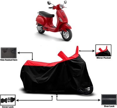 Amexride Two Wheeler Cover for Piaggio(Vespa LX 125, Red)
