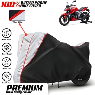 Mwiss Waterproof Two Wheeler Cover for TVS(Apache RTR 160, Black, Silver)