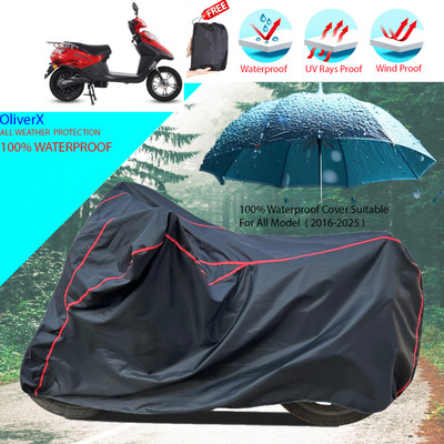 OliverX Waterproof Two Wheeler Cover for Hero(Electric Flash BS6, Black, Red)