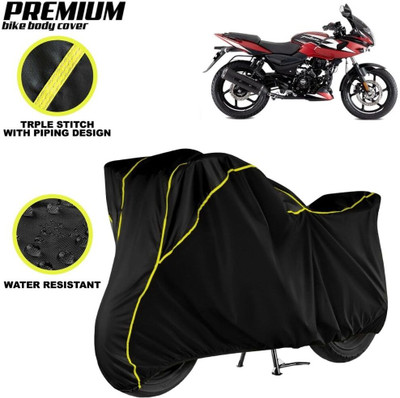 kerwa Waterproof Two Wheeler Cover for Bajaj(Pulsar 220F, Black, Yellow)