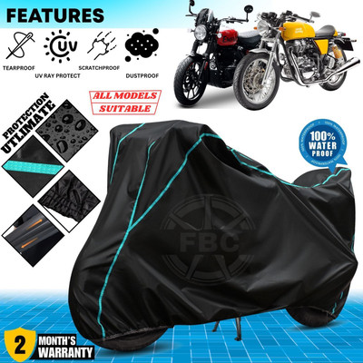 AutoGalaxy Waterproof Two Wheeler Cover for Royal Enfield(Hunter 350, Black, Blue)