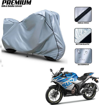 Love Me Two Wheeler Cover for Suzuki(Gixxer SF 250, Silver, Black)