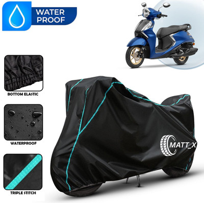 MATT_X Waterproof Two Wheeler Cover for Yamaha(Fascino 125, Black, Blue)