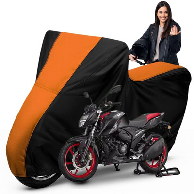 Car Styling Waterproof Two Wheeler Cover for TVS(Apache RTR 160 4V, Black, Orange)