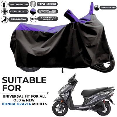 MADAFIYA Two Wheeler Cover for Honda(Grazia BS6, Black, Purple)
