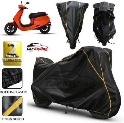 Car Styling Waterproof Two Wheeler Cover for Ola(Scooty, Black, Yellow)