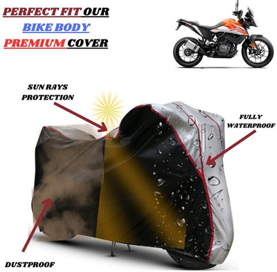 kerwa Waterproof Two Wheeler Cover for KTM(390 Adventure, Black, Silver)