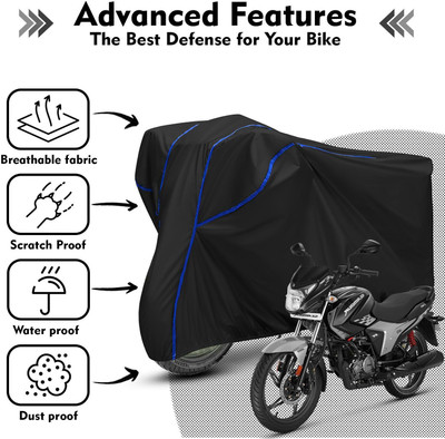 AutoGalaxy Waterproof Two Wheeler Cover for Hero(Glamour, Black, Blue)