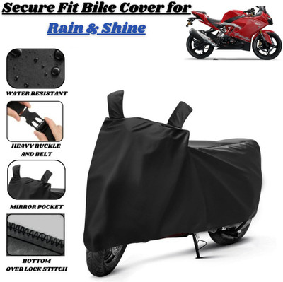 Delphinium Waterproof Two Wheeler Cover for TVS(Apache RR 310, Black)