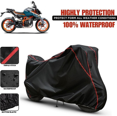 Shiv Kanha Waterproof Two Wheeler Cover for KTM(350 BS6, Black, Red)