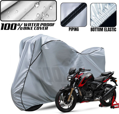 xodi Waterproof Two Wheeler Cover for TVS(Apache RTR 200 4V, Silver, Black)