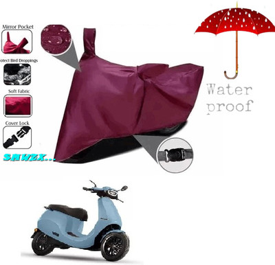 smwzxyu Waterproof Two Wheeler Cover for Ola(Electric Scooter, Maroon)