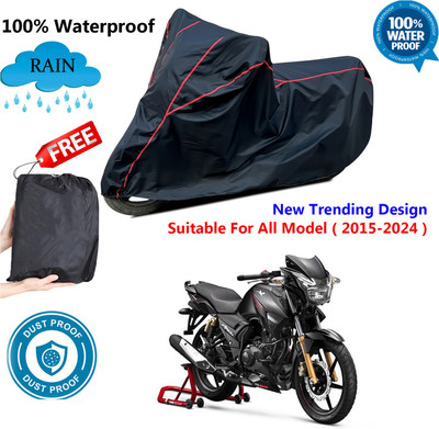 AutoGalaxy Waterproof Two Wheeler Cover for TVS(Apache 150, Black, Red)