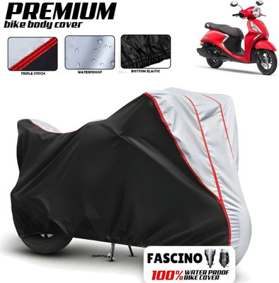 Mwiss Waterproof Two Wheeler Cover for Yamaha(Fascino, Black, Silver)