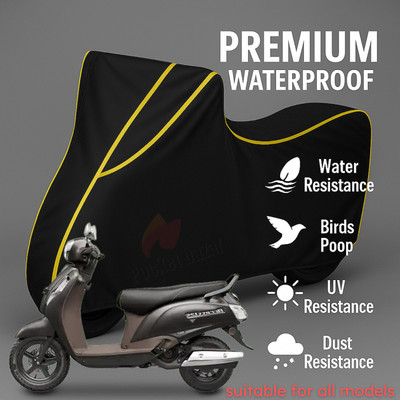 pocket bazar Waterproof Two Wheeler Cover for Suzuki(Access 125, Black, Yellow)