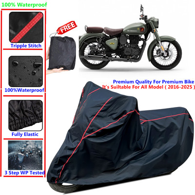 SThanaveX Waterproof Two Wheeler Cover for Royal Enfield(Classic 350, Black)