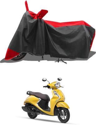 RAQTRO Waterproof Two Wheeler Cover for Yamaha(Fascino 125, Red, Black)
