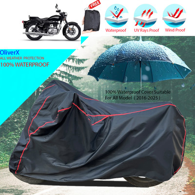 OliverX Waterproof Two Wheeler Cover for Royal Enfield(Bullet 350, Black)