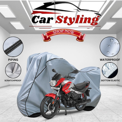 Car Styling Waterproof Two Wheeler Cover for Hero(Passion Plus, Silver, Black)