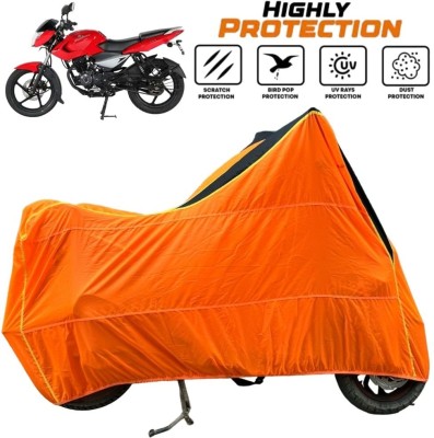 ZAQE Waterproof Two Wheeler Cover for Bajaj(Pulsar 135 LS DTS-i, Black, Orange)