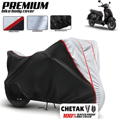 Mwiss Waterproof Two Wheeler Cover for Bajaj(Chetak, Black, Silver)