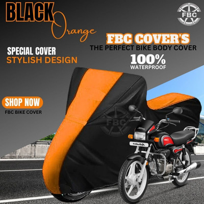 AutoGalaxy Waterproof Two Wheeler Cover for Hero(Splendor, Black, Orange)