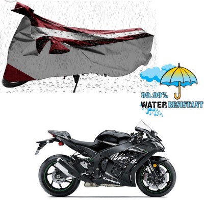 AutoTiger Two Wheeler Cover for Kawasaki(Ninja ZX-10R, Silver, Maroon)