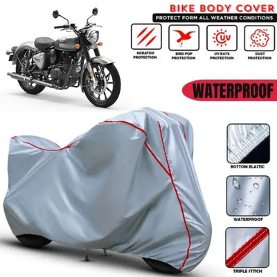 Shiv Kanha Waterproof Two Wheeler Cover for Royal Enfield(Bullet, Silver)