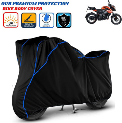 Delphinium Waterproof Two Wheeler Cover for Bajaj(Pulsar NS125, Black, Blue)