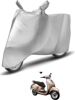 Caronix Waterproof Two Wheeler Cover for Bajaj(Chetak, Silver)