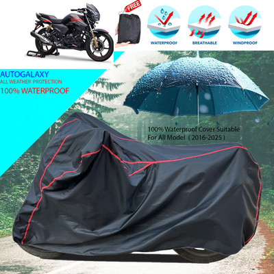 AutoGalaxy Waterproof Two Wheeler Cover for TVS(Apache RTR 200 4V, Black)