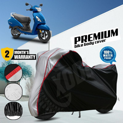 xodi Waterproof Two Wheeler Cover for TVS(Jupiter, Black, Silver)