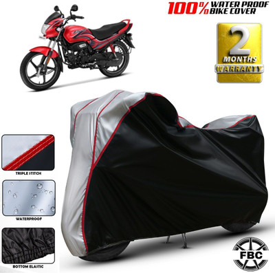 FBC Waterproof Two Wheeler Cover for Hero(Passion Pro, Black, Silver)