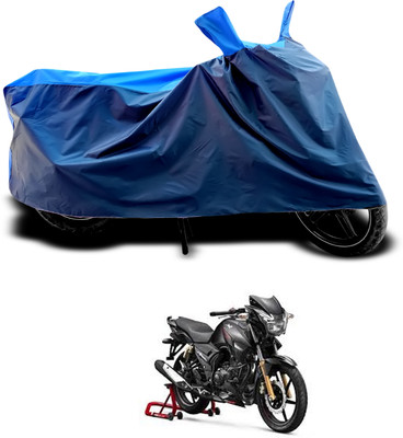 CODOKI Waterproof Two Wheeler Cover for TVS(Apache 150, Black, Blue)