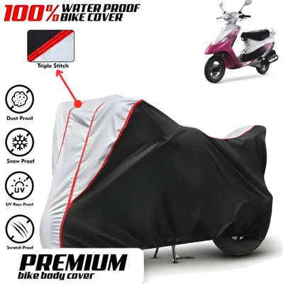 Mwiss Waterproof Two Wheeler Cover for TVS(Pep Plus, Black, Silver)
