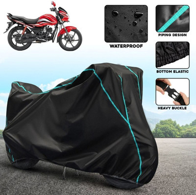AutoGalaxy Waterproof Two Wheeler Cover for Hero(Passion Pro TR, Black, Blue)