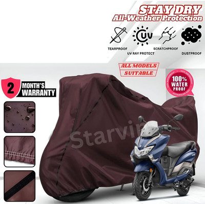OliverX Waterproof Two Wheeler Cover for Suzuki(Burgman Street, Brown, Black)