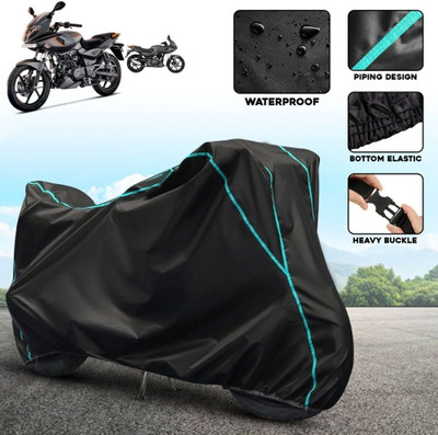 OliverX Waterproof Two Wheeler Cover for Bajaj(Pulsar 180F, Black, Blue)