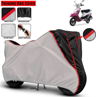 Mwiss Waterproof Two Wheeler Cover for TVS(Pep Plus, Silver, Black)