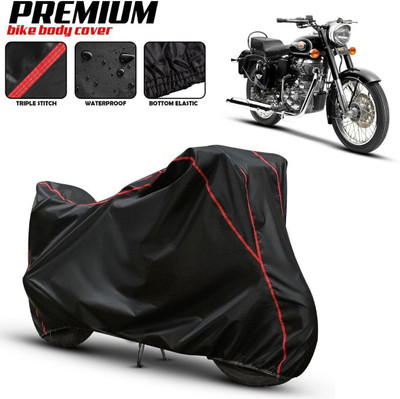 Love Me Waterproof Two Wheeler Cover for Royal Enfield(Bullet, Black, Red)