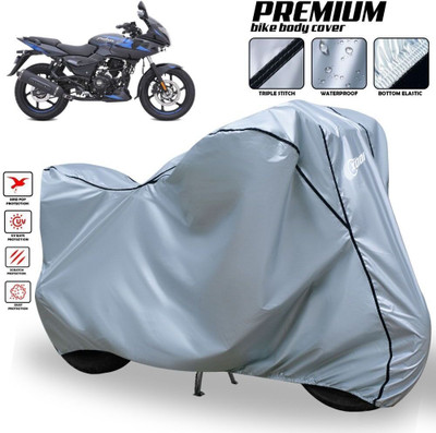 xodi Waterproof Two Wheeler Cover for Bajaj(Pulsar 220 DTS-i, Silver, Black)