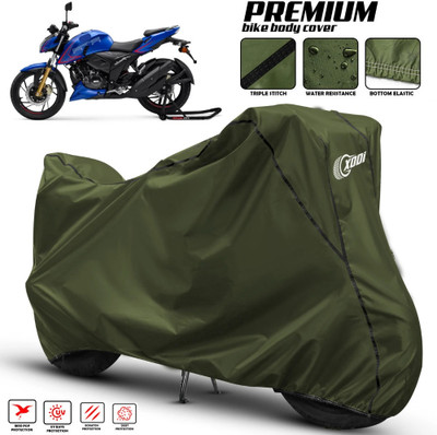 xodi Waterproof Two Wheeler Cover for TVS(Apache RTR 200 4V, Green, Black)