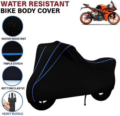 BigFly Waterproof Two Wheeler Cover for KTM(RC 200, Black, Blue)