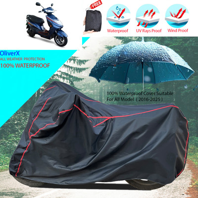 OliverX Waterproof Two Wheeler Cover for Okinawa(Ridge, Black)